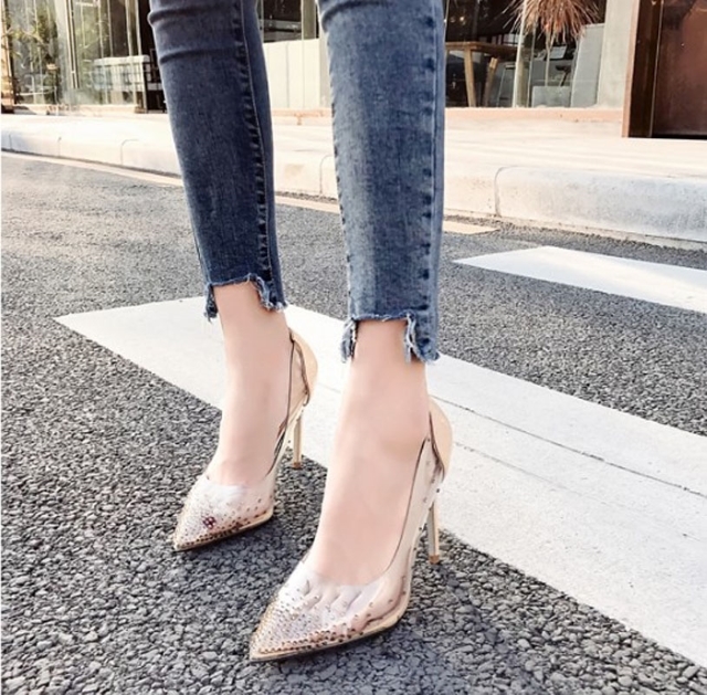 New Arrival Sgos Gradient Color Rhinestone Wedding Shoes Bridal Shoes High Heels 4 3 Inches