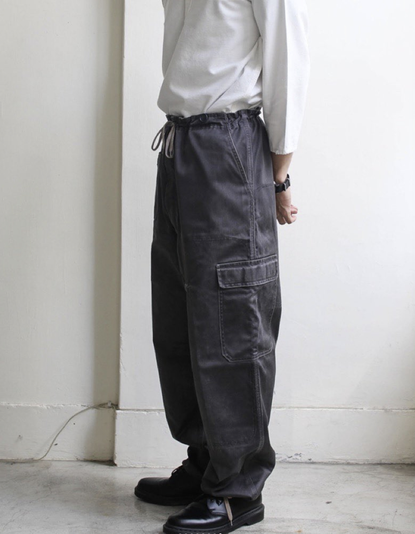 パンツ 90s Denmark Military Cargo Pants M-71 Genuine Danish M71 Army gray work pants adjustable waist