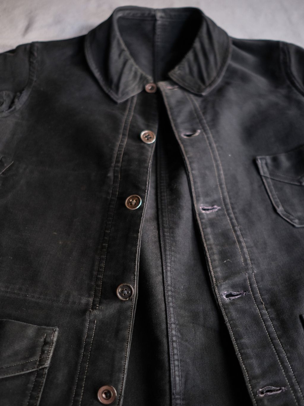 1940’s French Black Moleskin Work Jacket / 法國黑色工作外套