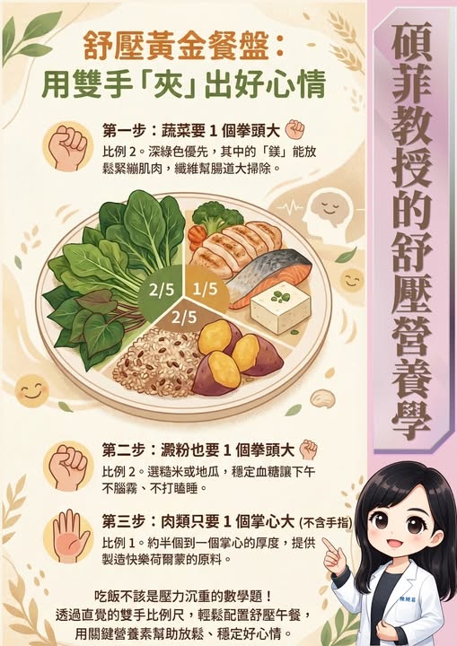 【舒壓黃金餐盤】照著這個比例夾菜，就能吃出滿滿活力