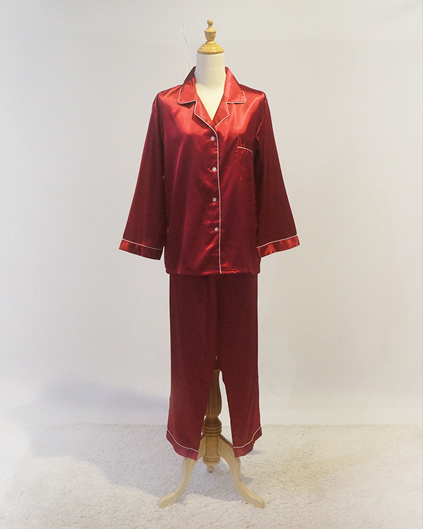 [Premium Silk Satin] Couple Pajamas Set Bride & Groom Maroon Night or ...