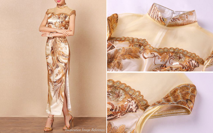 Inspi pictures for 0525 Brocade Lilac Pink Gold Nude Glitter Short Cheongsam 03