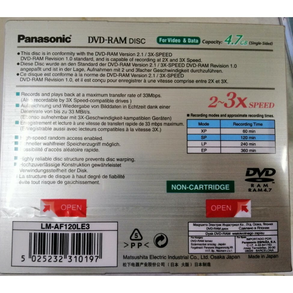 Panasonic DVDRAM (Pack of 3)
