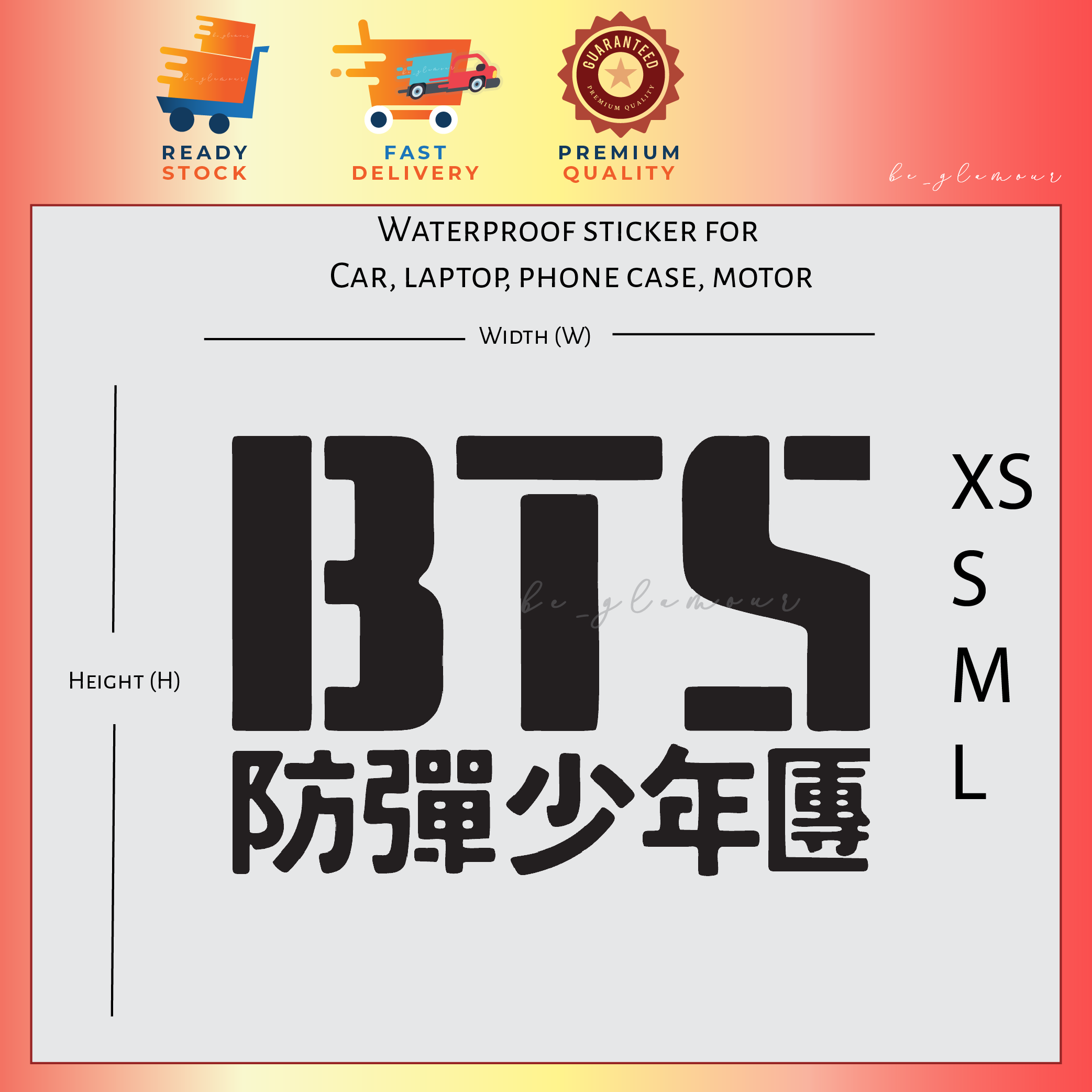 BTS Stickers Stiker BTS KPOP 防弹少年团 Kereta Waterproof Car Motor Laptop Desktop Helmet Luggage Vinyl Decal