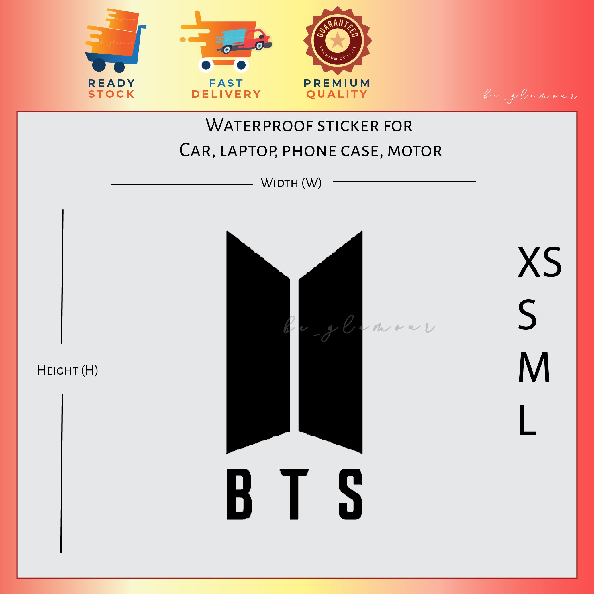 BTS Stickers Stiker BTS KPOP Logo Sticker Kereta Waterproof Car Motor