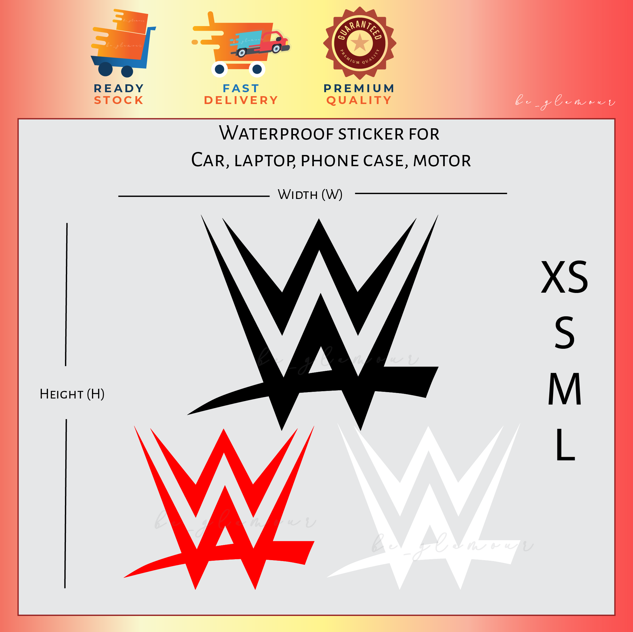 WWE Logo Reflective Stickers Sticker world wrestling entertainment