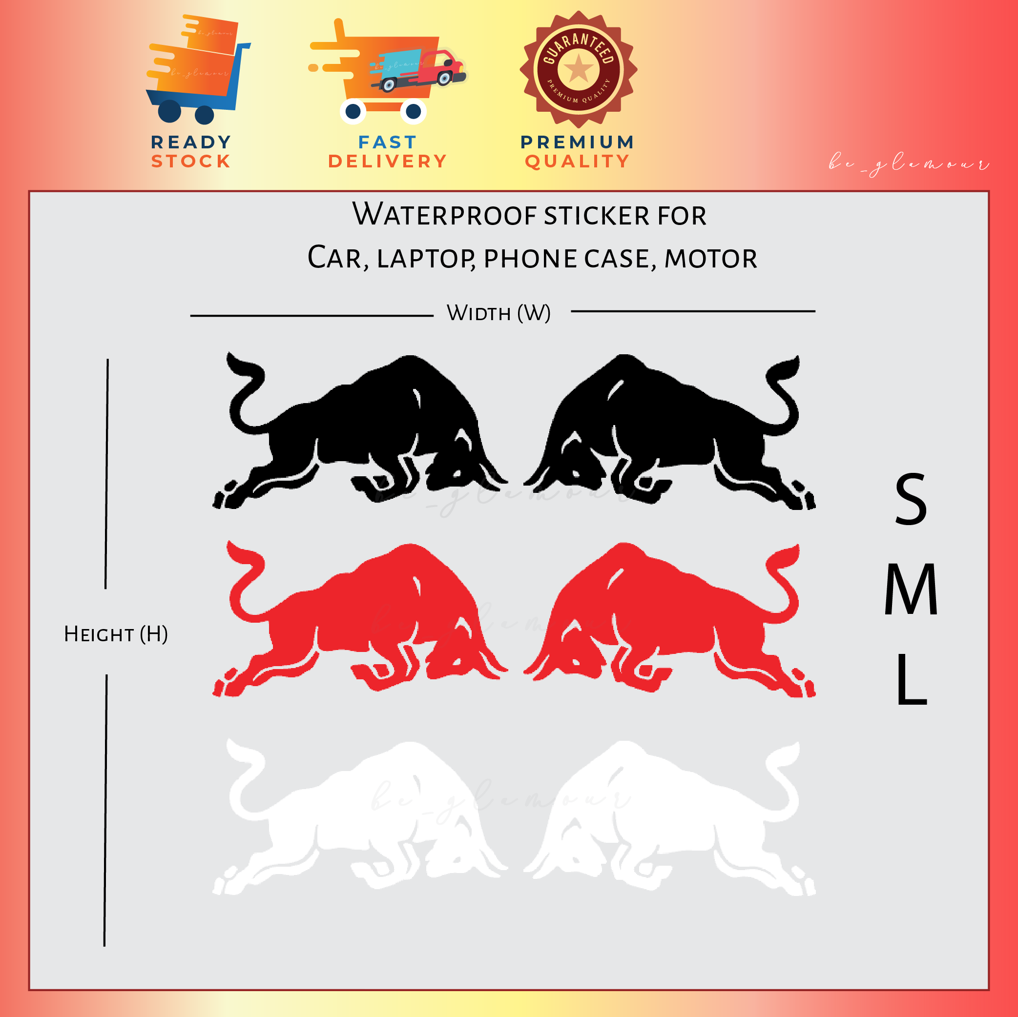 Red Bull Sticker Reflective energy drink bull kereta stiker pantulan