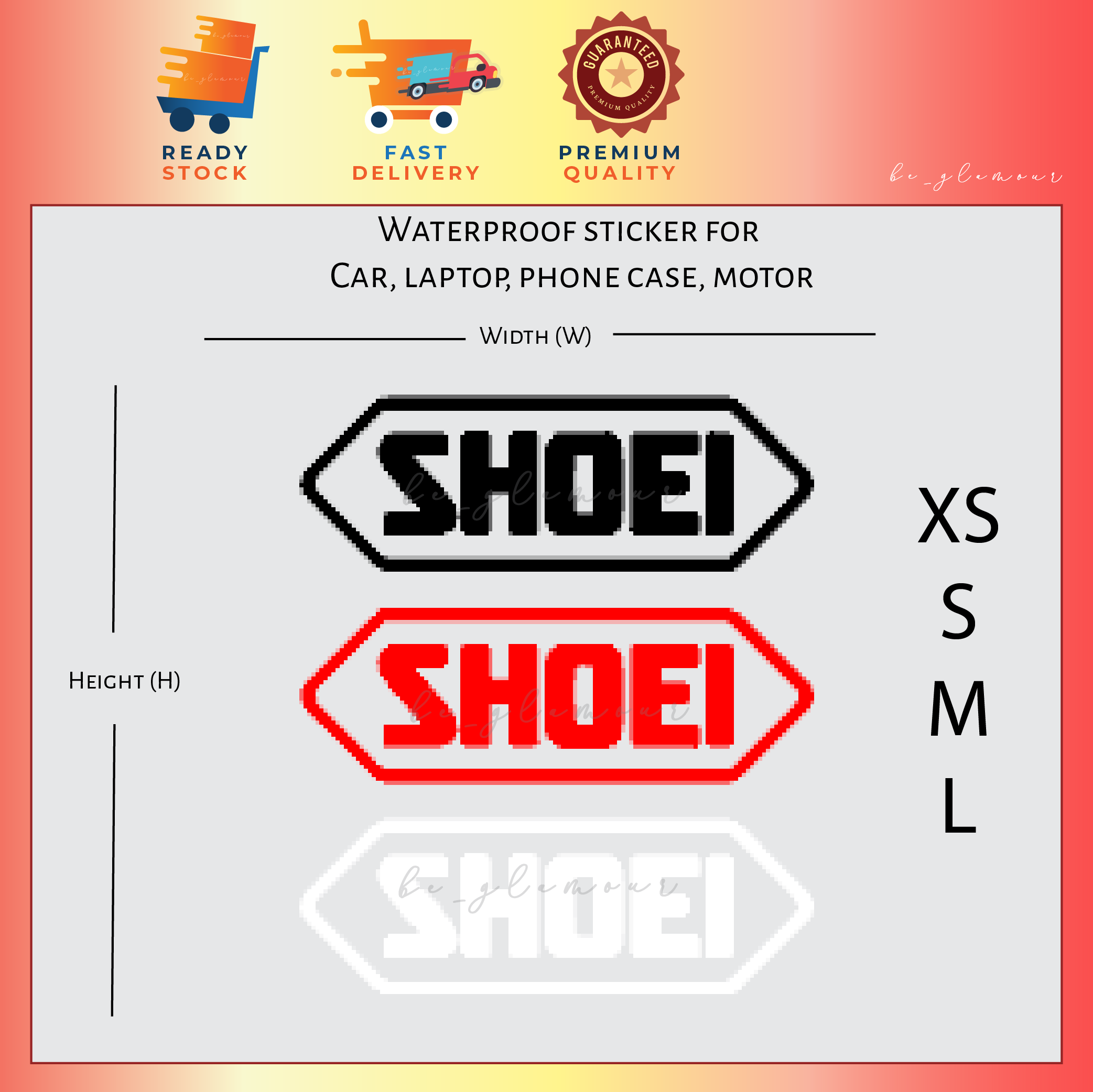 SHOEI Helmet Sticker reflective stiker motor superbike kereta bmx bike