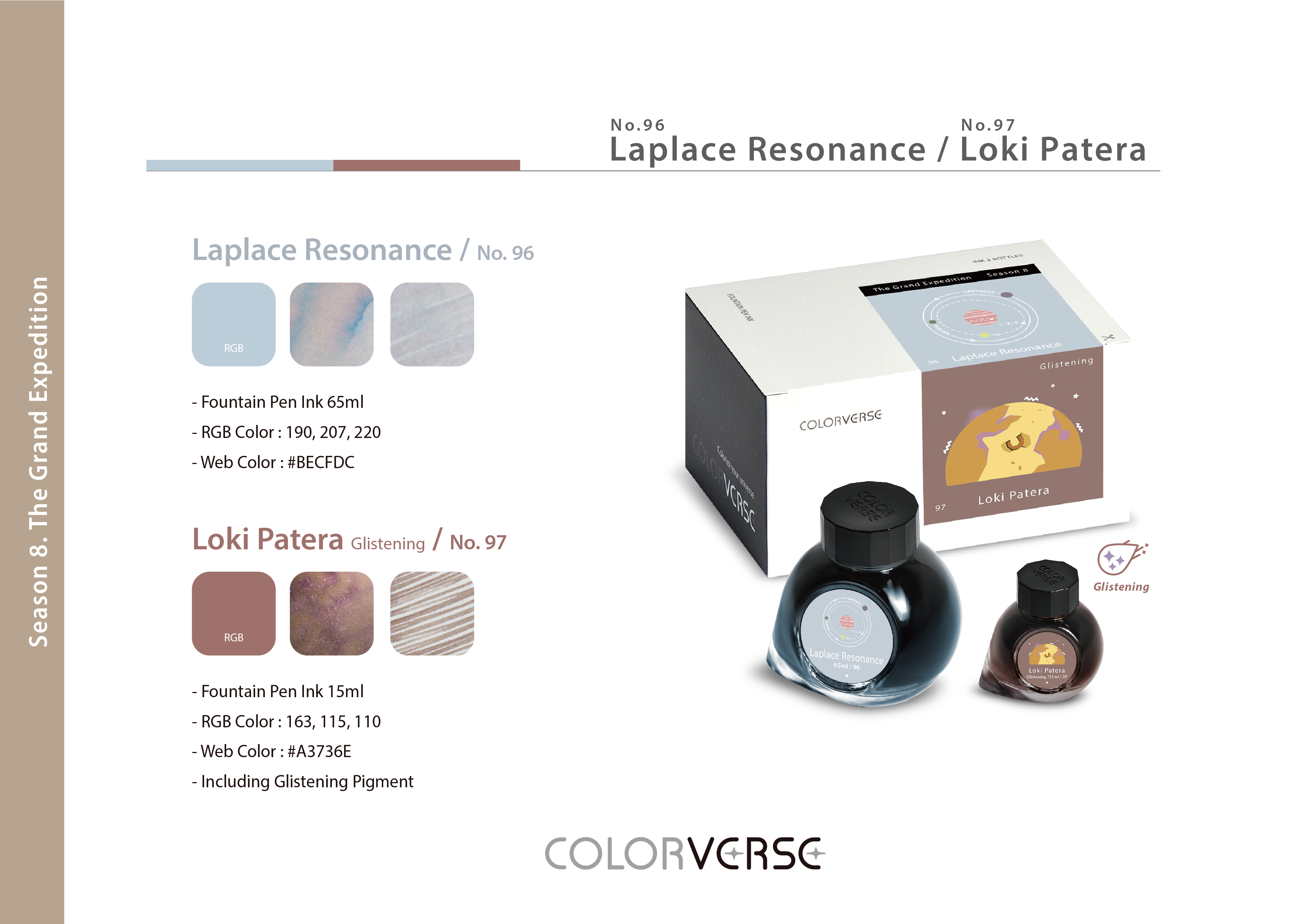 Colorverse Ink - 102 103 弓形震波 & 強烈磁場 套組鋼筆墨水 65ml 有粉