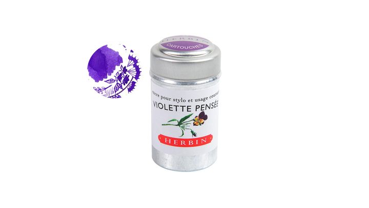 Herbin - 憂鬱紫羅蘭 鋁罐裝 歐規卡水六入 鋼筆墨水 珍珠彩墨