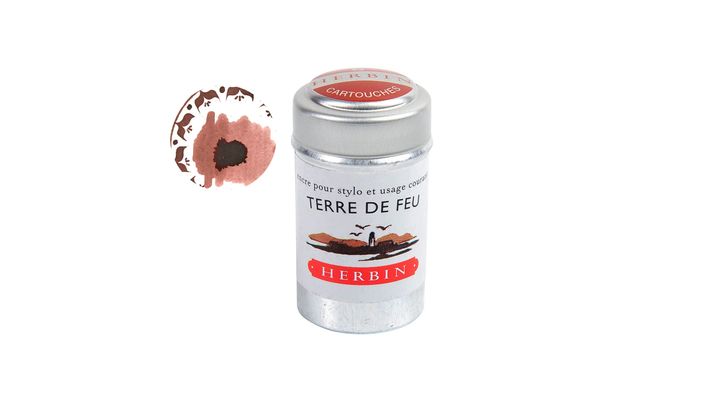 Herbin - 火地島棕 鋁罐裝 歐規卡水六入 鋼筆墨水 珍珠彩墨