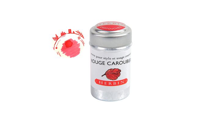 Herbin - 角豆紅 鋁罐裝 歐規卡水六入 鋼筆墨水 珍珠彩墨