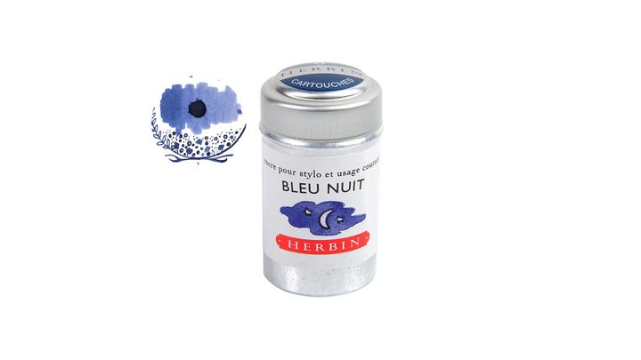 Herbin - 午夜藍 鋁罐裝 歐規卡水六入 鋼筆墨水 珍珠彩墨