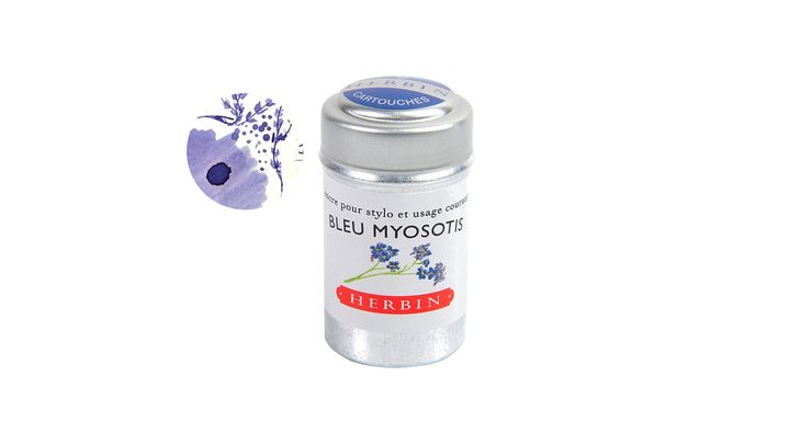 Herbin - 藍色勿忘我 鋁罐裝 歐規卡水六入 鋼筆墨水 珍珠彩墨