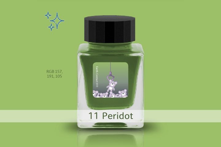 Tono & Lims - 11 橄欖石 Peridot | Earth Contact 寶石閃粉系列 30ml 鋼筆墨水 Shimmer