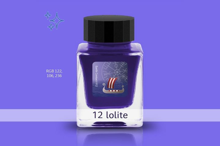 Tono & Lims - 12 堇青石 Iolite | Earth Contact 寶石閃粉系列 30ml 鋼筆墨水 Shimmer