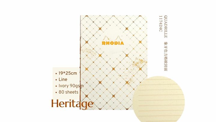 Rhodia - 橫線 遺產系列 方格紋 側翻筆記本