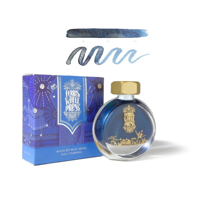 【巴佛士丹寧藍｜閃粉】摩天輪 - 38ml 鋼筆墨水