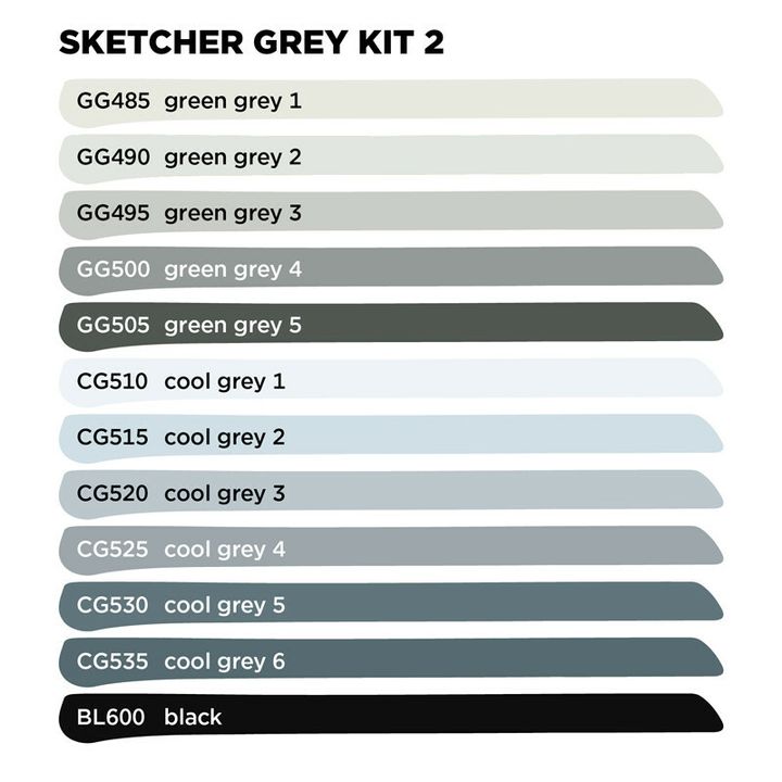魔路塗 - 灰黑色系 水性繪圖麥克筆 Sketcher Grey Black - 2