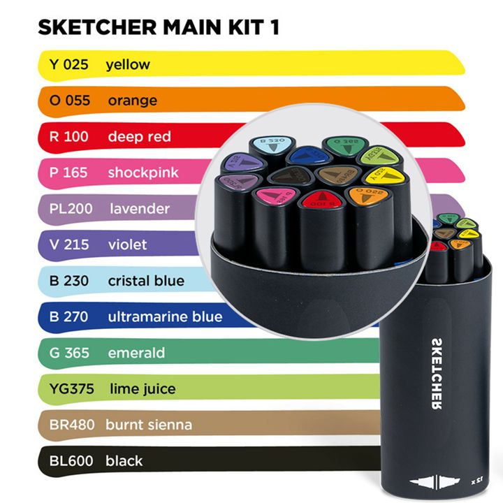 魔路塗 - 水性繪圖麥克筆 12色雙頭套組 Sketcher Kits - 2
