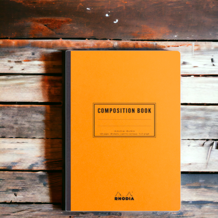 Rhodia - A5 方格線橘色側翻校園筆記本 | Classic Composition Book Orange