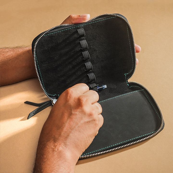 Endless - 5-Piece Black Companion Series Adjustable Premium Leather Pencil Case - 2