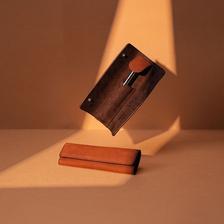 Endless - Single entry brown companion series adjustable top quality genuine leather pencil case