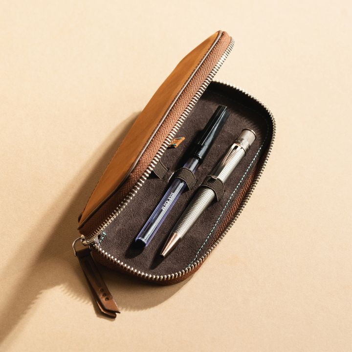 Endless - 2-Pack Brown Companion Series Adjustable Premium Leather Pencil Case - 2