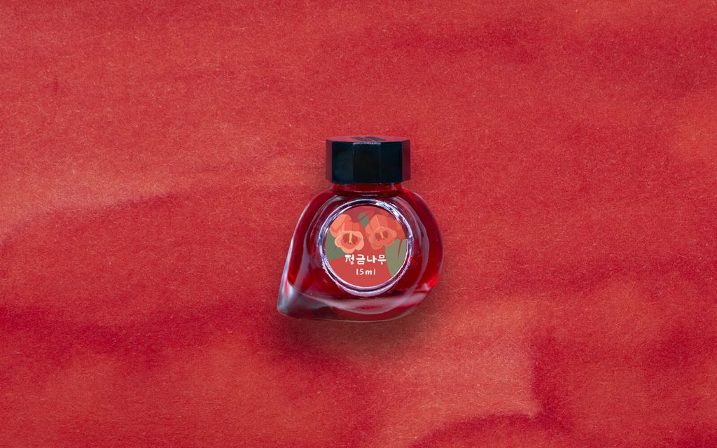 Colorverse No.69 Korean Blueberry 韓國藍莓 Ink Bottle Top View & Red Background