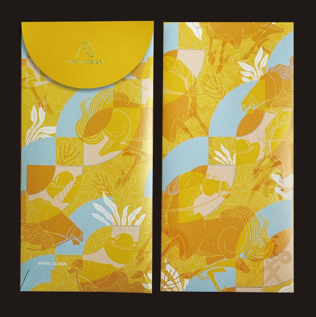SPARK DESiGN Yellow Red Envelope Front and Back View 晟道設計 黃色紅包袋 正反面示意圖