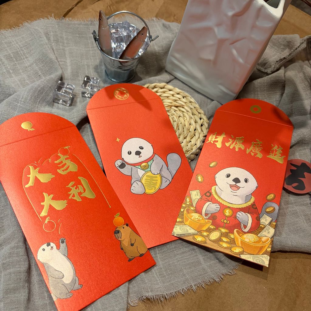 Speechless Otter 傻眼瀨 新年紅包袋 彩印燙金款展示 Color Print Set