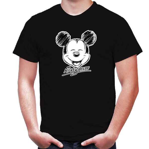 [Black/White] Mickey Mouse Head Sketch T-Shirt – myEvIv.com | Online ...