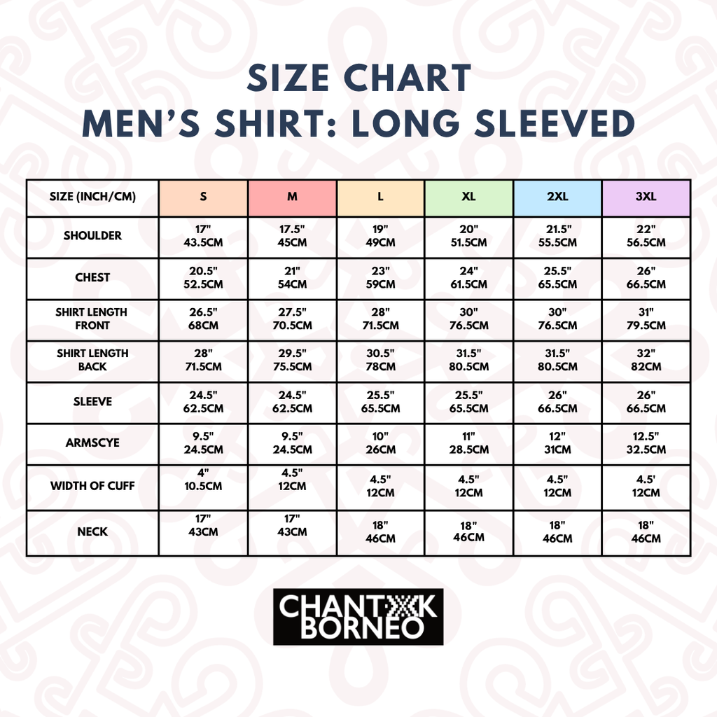 SIZE CHART MAN SHIRT LONG SLEEVED