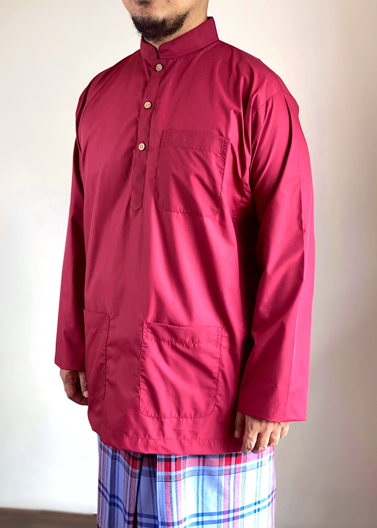 ARJUNA Baju Melayu Cekak Musang Set in Ruby - KENIT