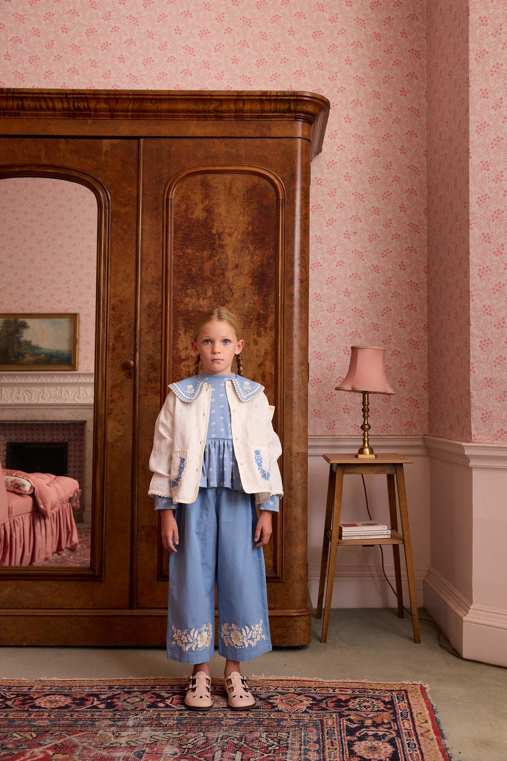 CLARA TROUSER SET - MILK／BOOK BLUE_4