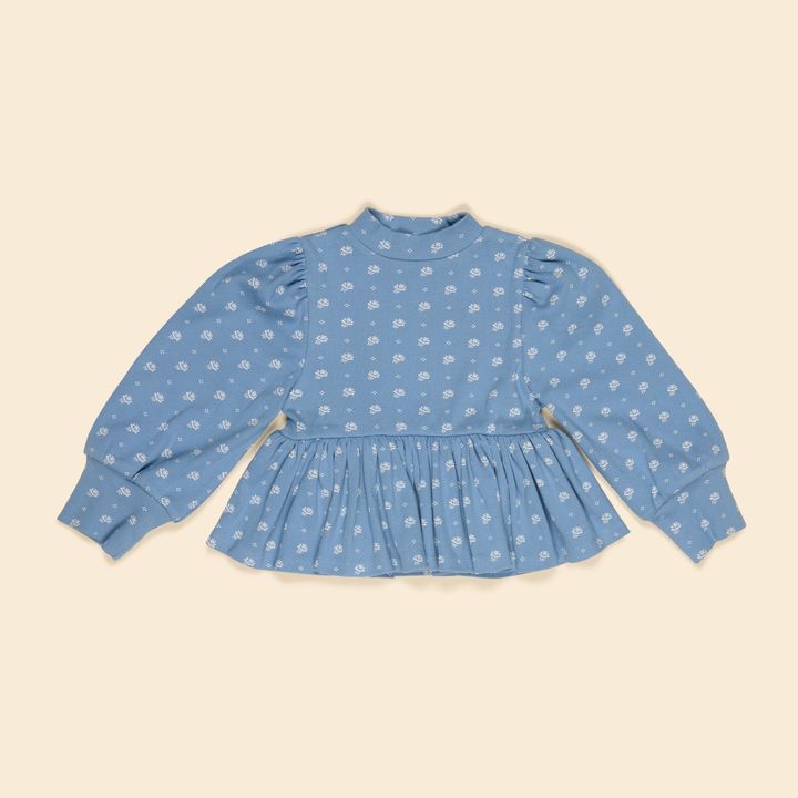 MYA PEPLUM JERSEY TOP - MOUNTAIN CALICO BLUE_1