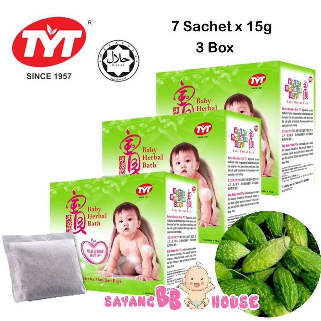 TYT Traditionally Baby Herbal Bath (7 Sachets x 15g) reduce jaundice, body heat and itchiness