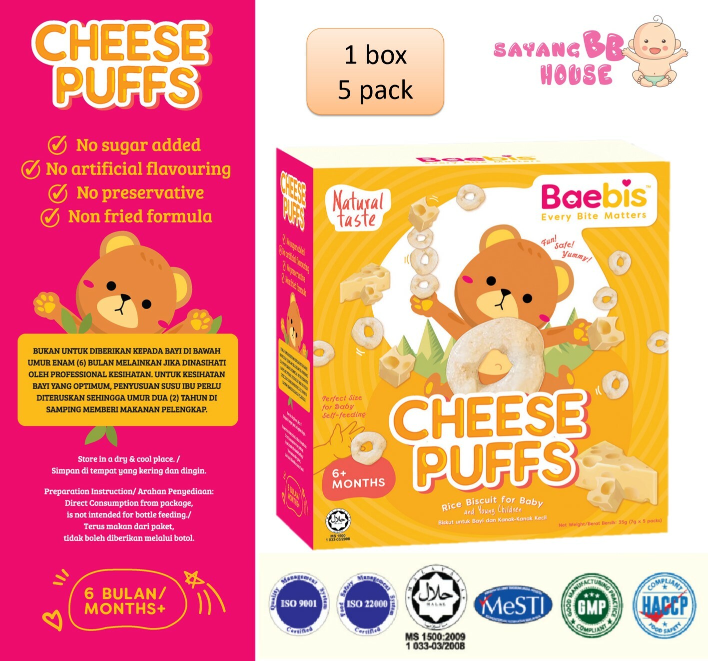 Baebis Cheese Puffs Baby Food