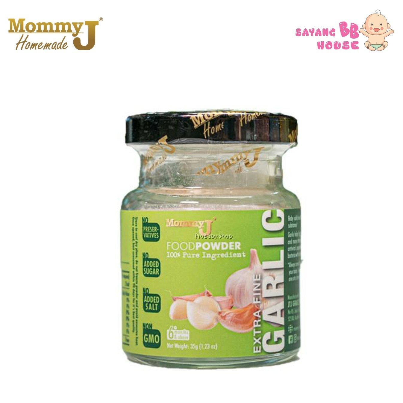 MommyJ Powder Garlic 35g ,Exp: Aug 2022 , 9month above - baby food 100% Pure ( 6month baby above)