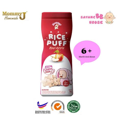 MommyJ Pure Rice Puffs Real Apple - 100% Pure Natural Baby Food