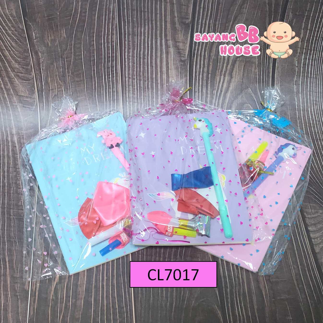 CL7017 Birthday Party Gift Set , Unicorn Book , Unicorn Peppa Pig Pen , Balloon set Kids children School Function Set