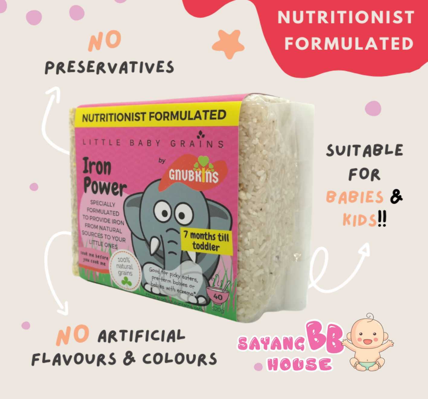 Gunbkins Iron Power from 7 months Baby Food 100% natural grains