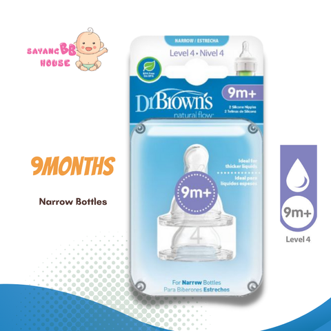 DR. BROWN Level 4 Narrows Teats Nipple 2 PACK ( Standard Bottle teat )