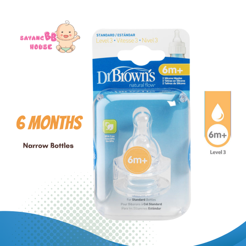 DR. BROWN Level 3 Narrows Teats Nipple 2 PACK ( Standard Bottle teat )