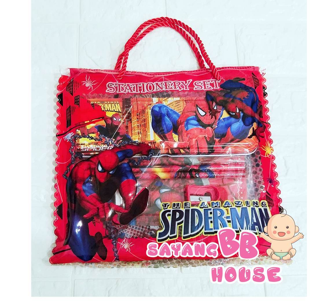 Stationery bag set Pencil Box Hello Kitty Set Spiderman Set (6 in 1 Set)
