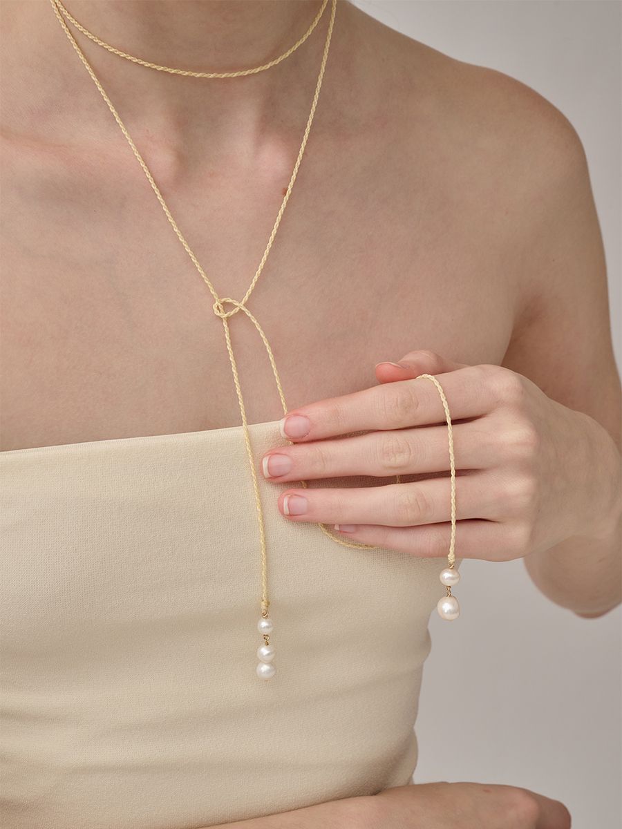 LESIS | NEW - Pearl Drop Long Line Necklace 珍珠垂墜蠟線長鍊