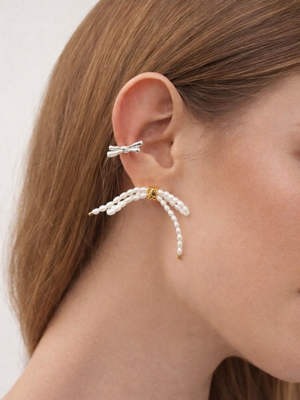 Ribbon Pearl Earrings B_1