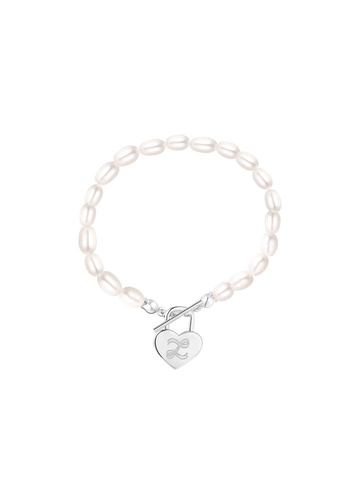 Heart Lock Pearl B silver