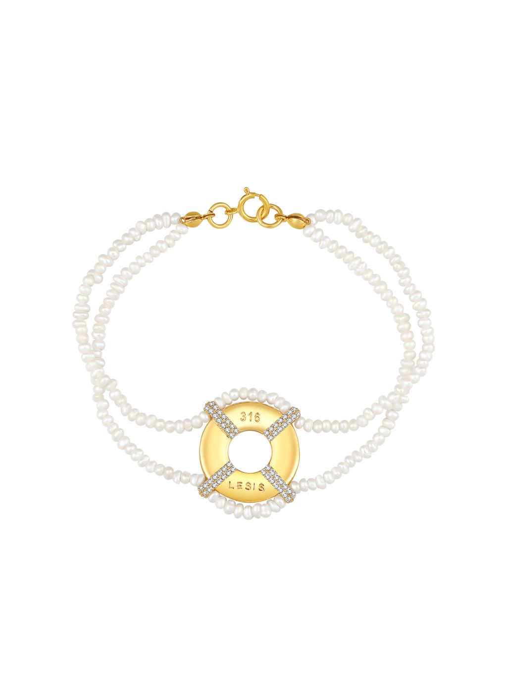 Lifebuoy Pearl Gold Bracelet