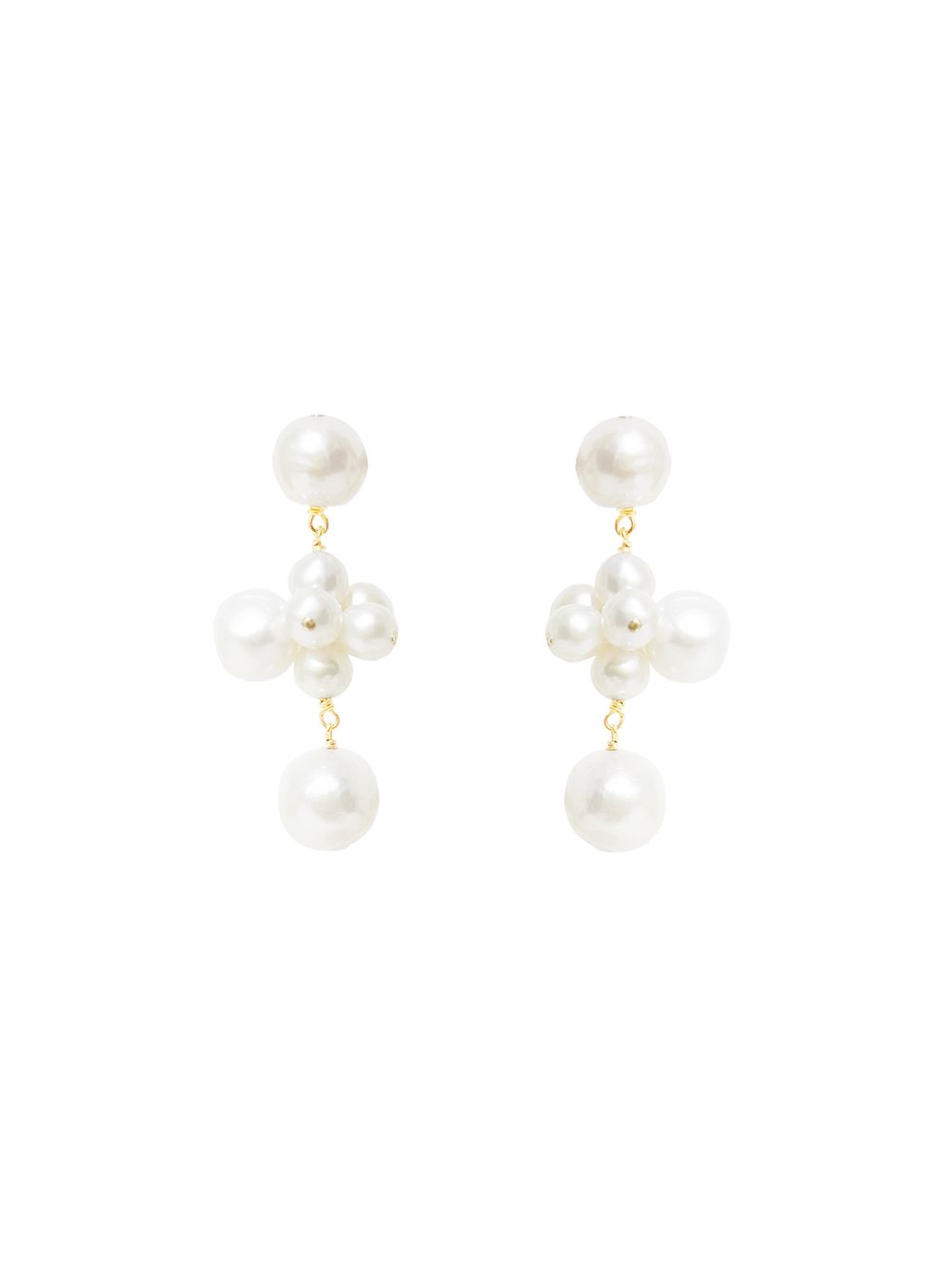 Floral Cross Pearl Earrings